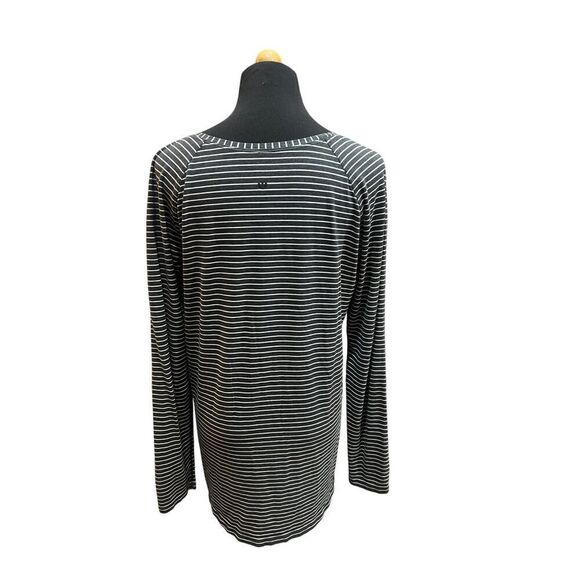 Lululemon Athletica Emerald Stripe Top Tee Long Sleeve Heathered Black Size 8 - Picture 6 of 9